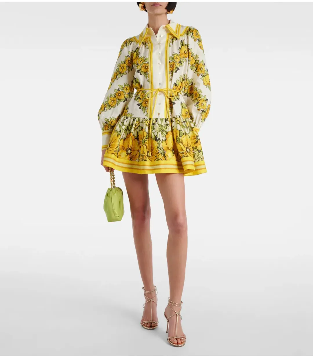 Alemais Gisela Floral Linen Shirt Dress for rent on The Volte - main image