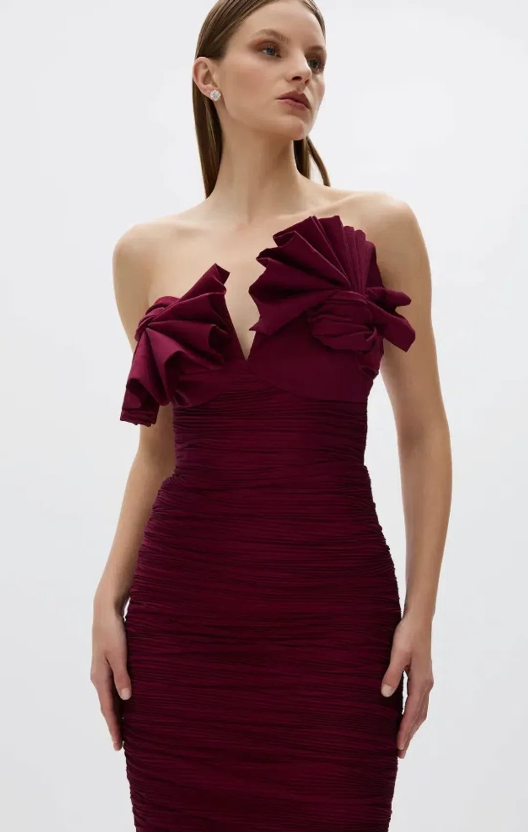 Rachel Gilbert Jensen Maxi Dress Merlot Size 8 for rent on The Volte - main image