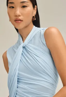 Scanlan Theodore Mesh Drape Top & Skirt Pale Blue Size 10 for rent on The Volte - image 4