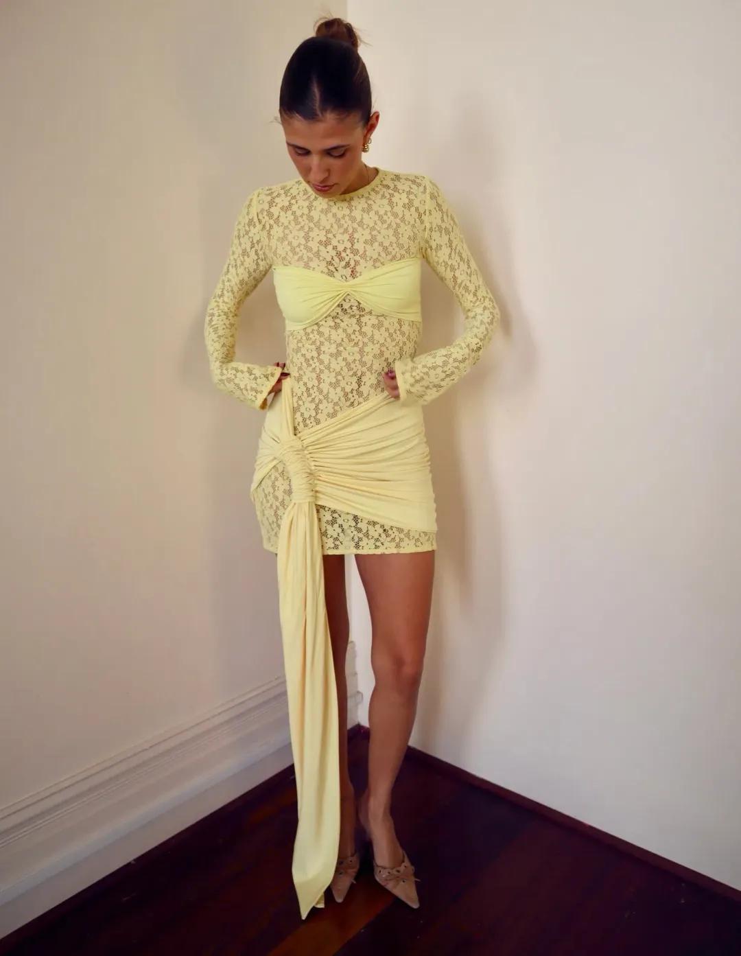 Deconduarte Ortigia Mini Dress Baby Yellow Size S / AU 8 for rent on The Volte - main image