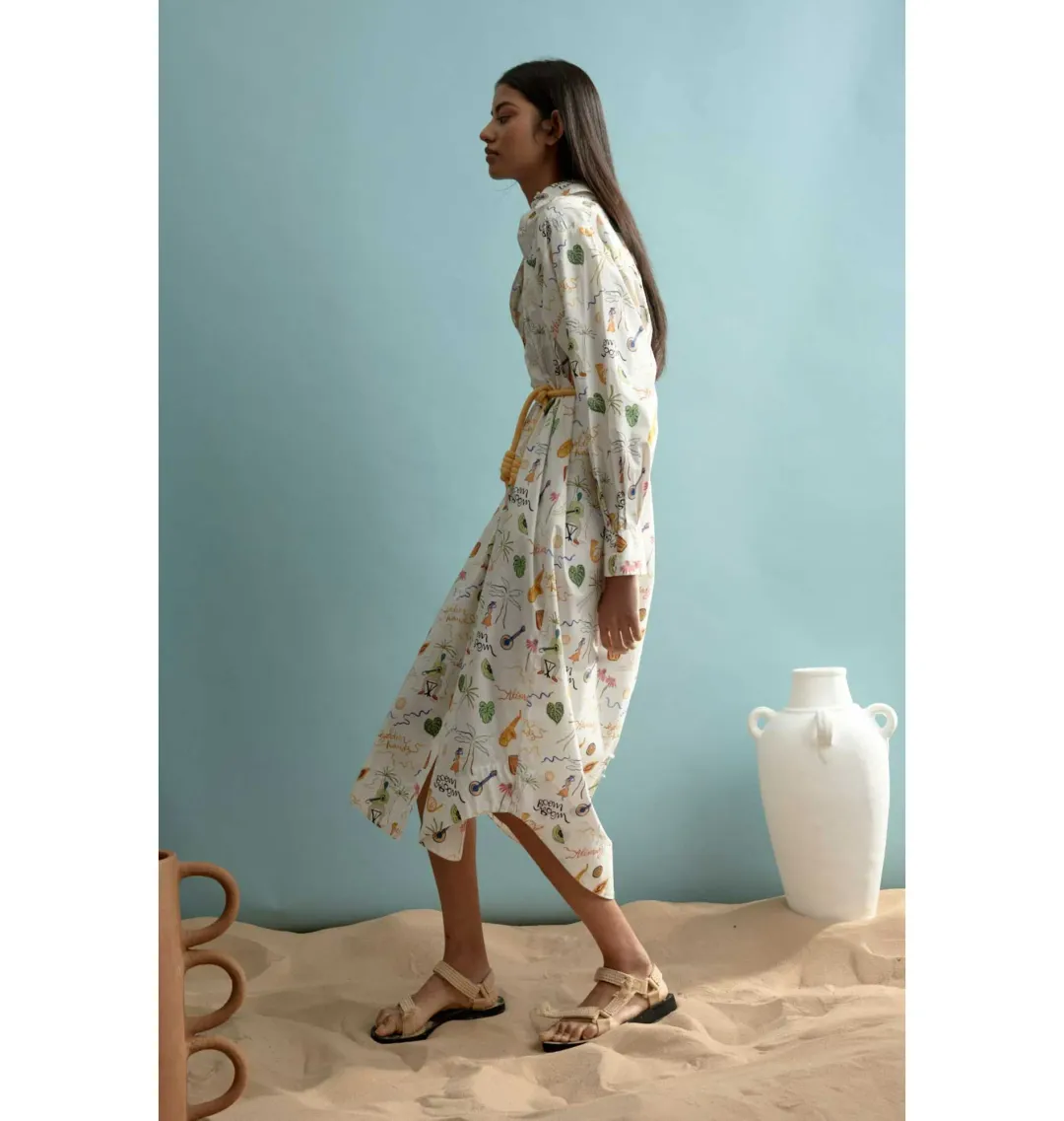 Alemais Golden Hands Shirt Dress Multi Size AU 8  for rent on The Volte - main image