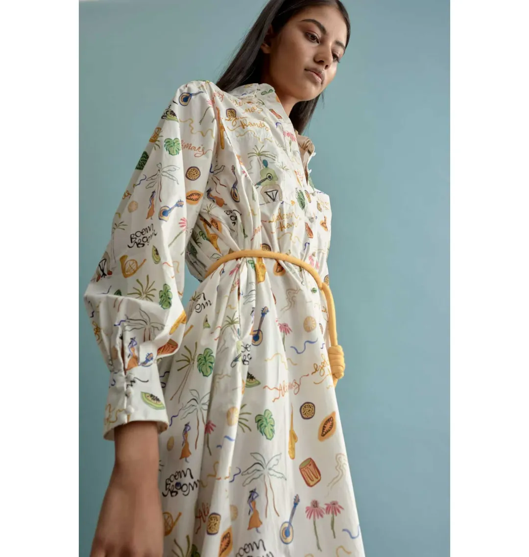 Alemais Golden Hands Shirt Dress Multi Size AU 8  for rent on The Volte - main image