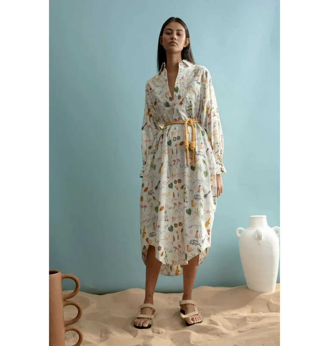 Alemais Golden Hands Shirt Dress Multi Size AU 8  for rent on The Volte - main image