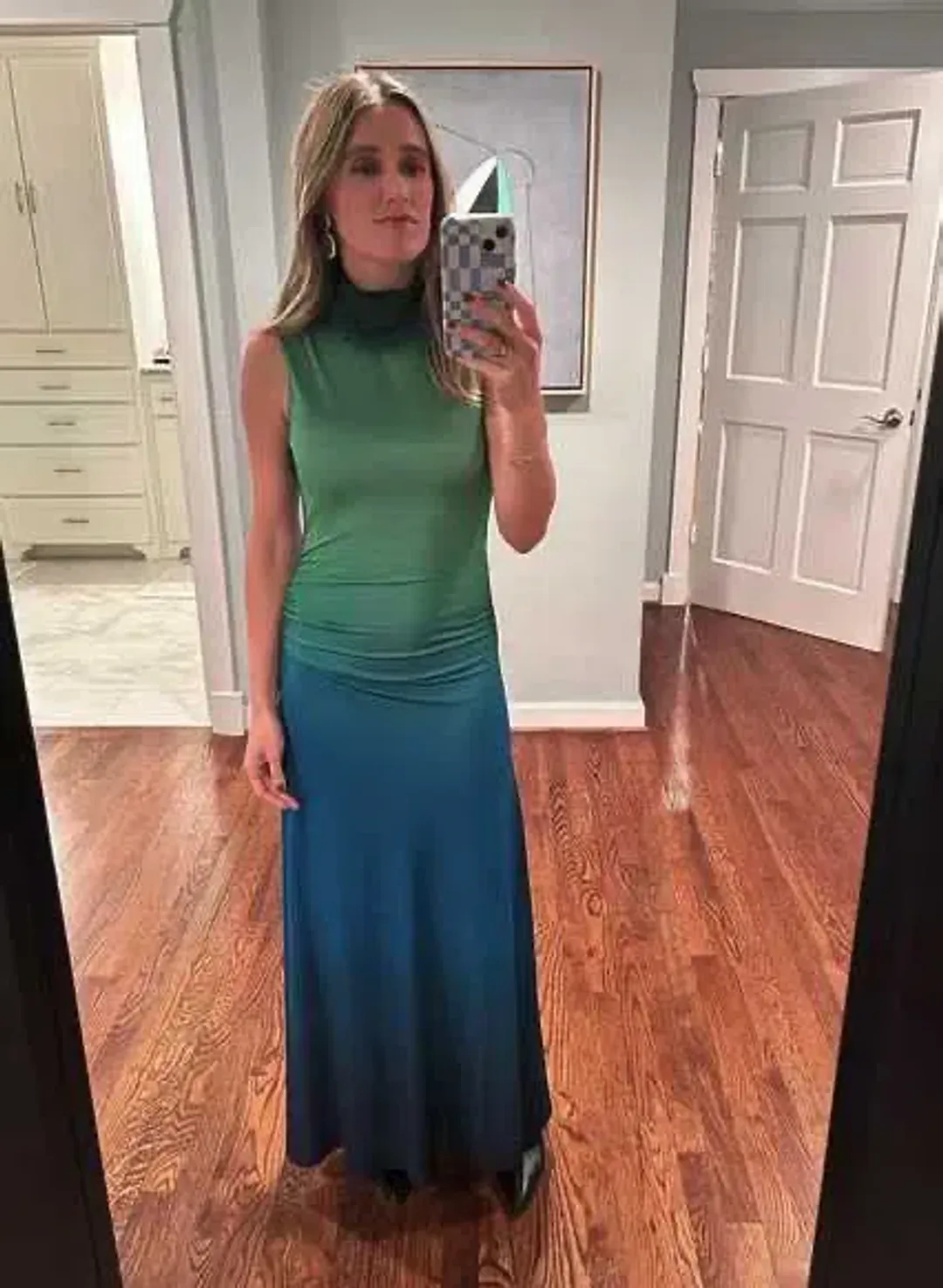 Simkhai Aldina Ruched Ombre Stretch Jersey Turtleneck Gown Multi Size S / AU 8 for rent on The Volte - main image