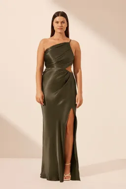 Shona Joy La Lune Gathered Maxi Dress Forest Green Size 14 for rent on The Volte - image 1