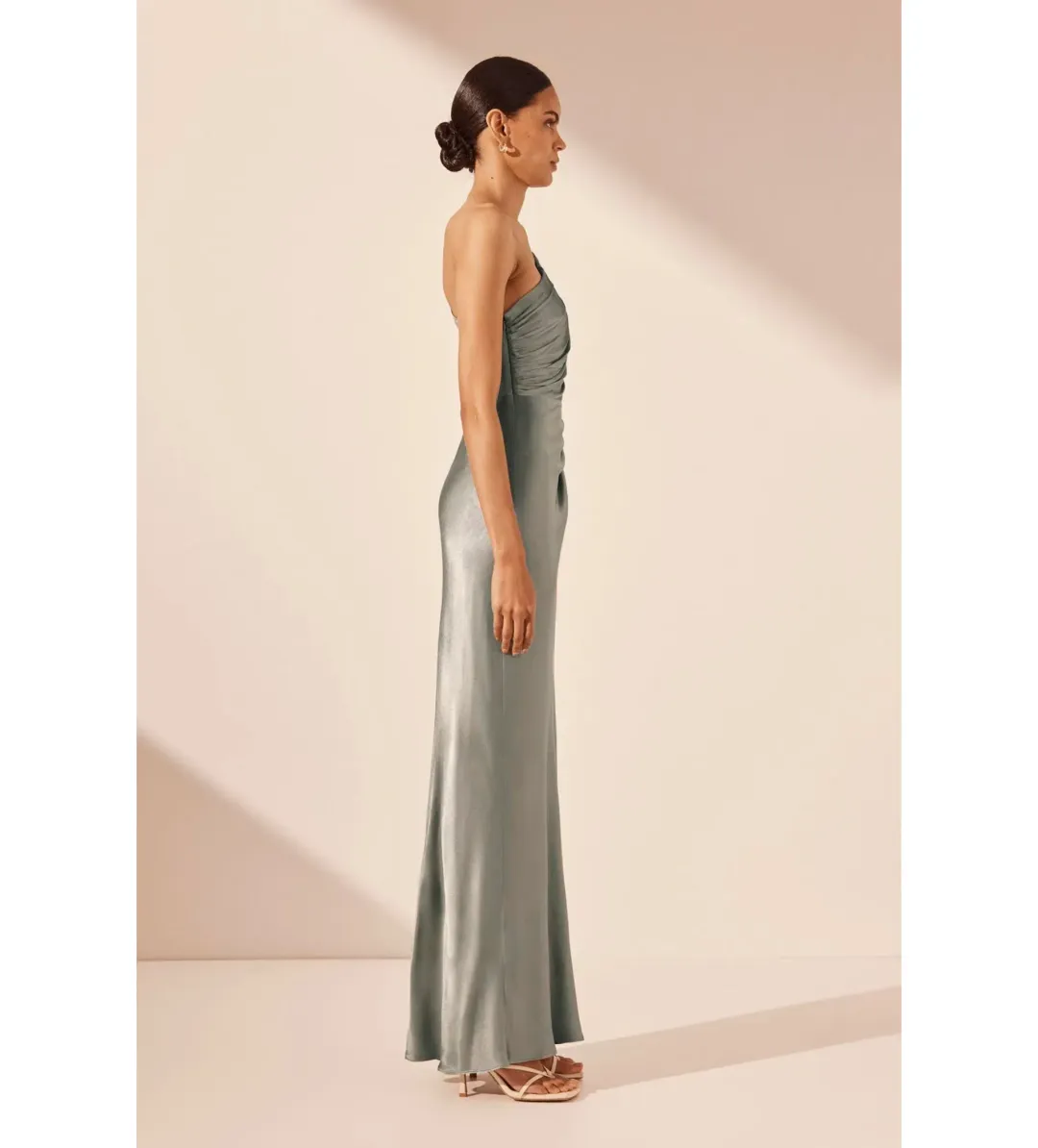Shona Joy La Lune Gathered Maxi Dress in Sage Size 14 for rent on The Volte - main image