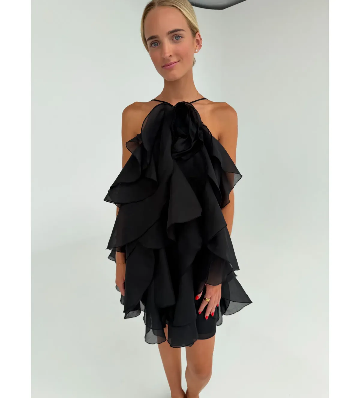 Aje Pandorea Mini Dress Black Size 8  for rent on The Volte - main image