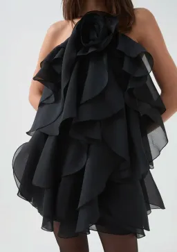 Aje Pandorea Layered Mini Dress Black 10 for rent on The Volte - image 4