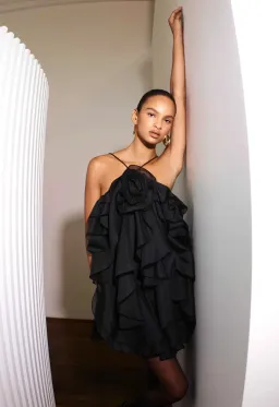 Aje Pandorea Layered Mini Dress Black 10 for rent on The Volte - image 5