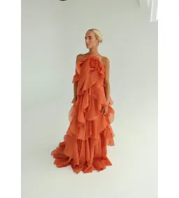 AJE Pandorea Layered Maxi Dress Cora Clay Size 8 for rent on The Volte - image 1