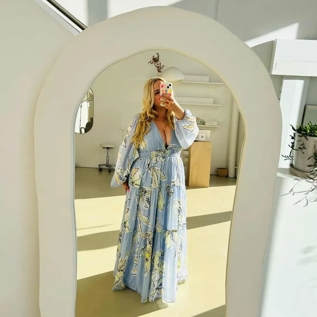 Aje Romantica Voile Maxi Dress Blue Hibiscus Size 16 for rent on The Volte - main image