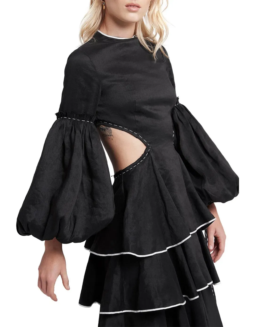 Aje Gracious Cut Out Dress Black Size 6 for rent on The Volte - main image