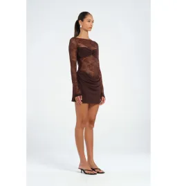 Benni Oskar Mini Dress Brown Size AU 6  for rent on The Volte - image 2
