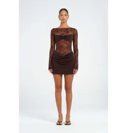 Benni Oskar Mini Dress Brown Size AU 6  for rent on The Volte - image 1