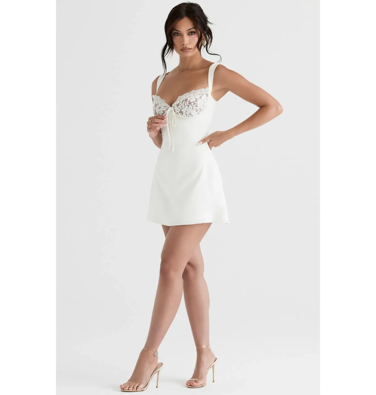 House of CB Adriana Mini Dress Ivory Size XS / AU 6  for rent on The Volte - main image