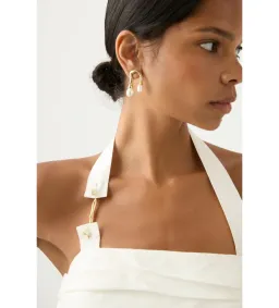 Aje Mika Draped Split Maxi Dress Cream Size 10  for rent on The Volte - image 2