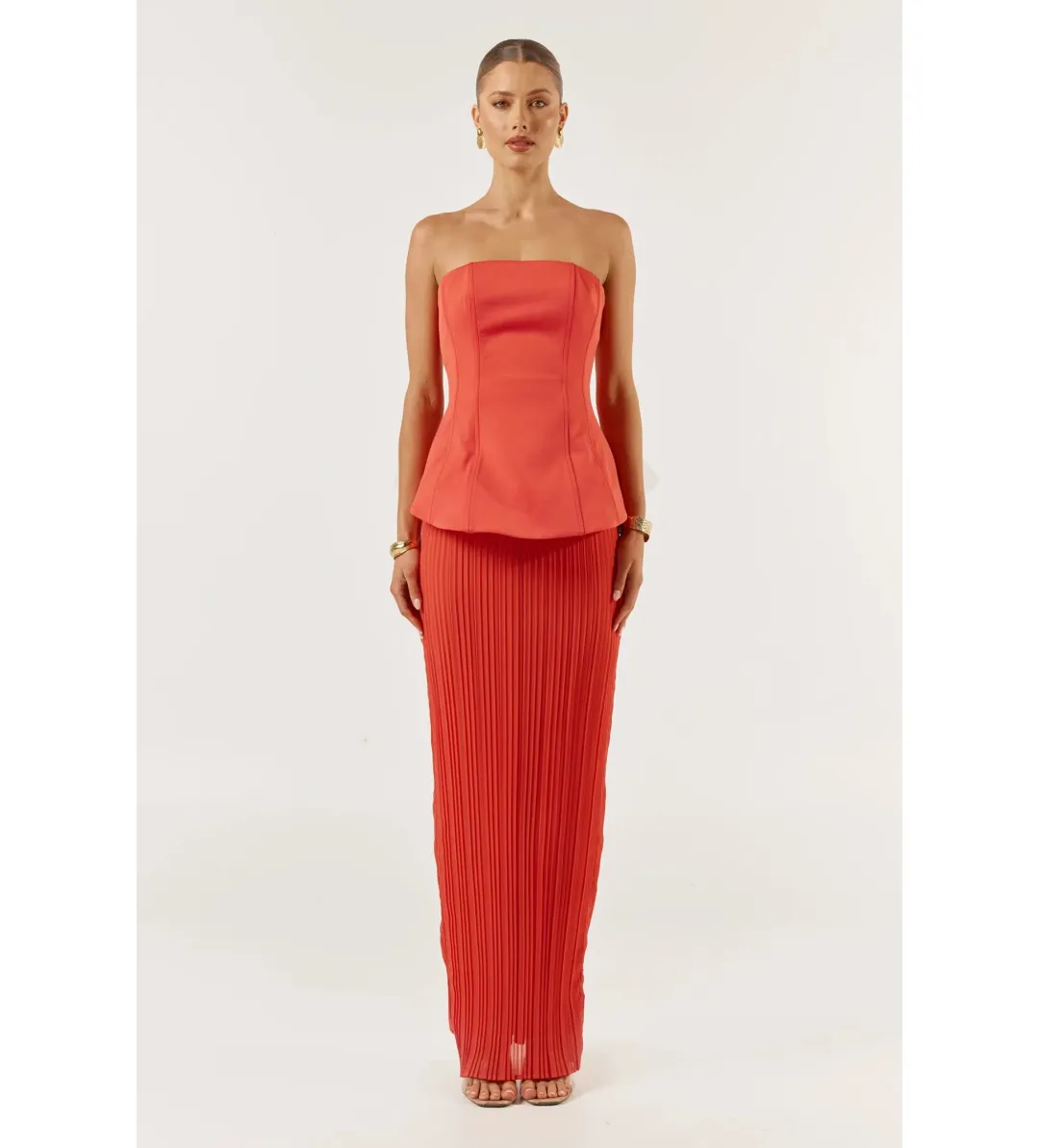 She is OLLÁ Marcelle Maxi Dress Red Size XS/AU 6 for rent on The Volte - main image