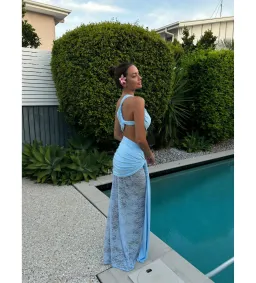 Deconduarte Paradiso Maxi Dress Baby Blue Size XS/AU 6 for rent on The Volte - image 3