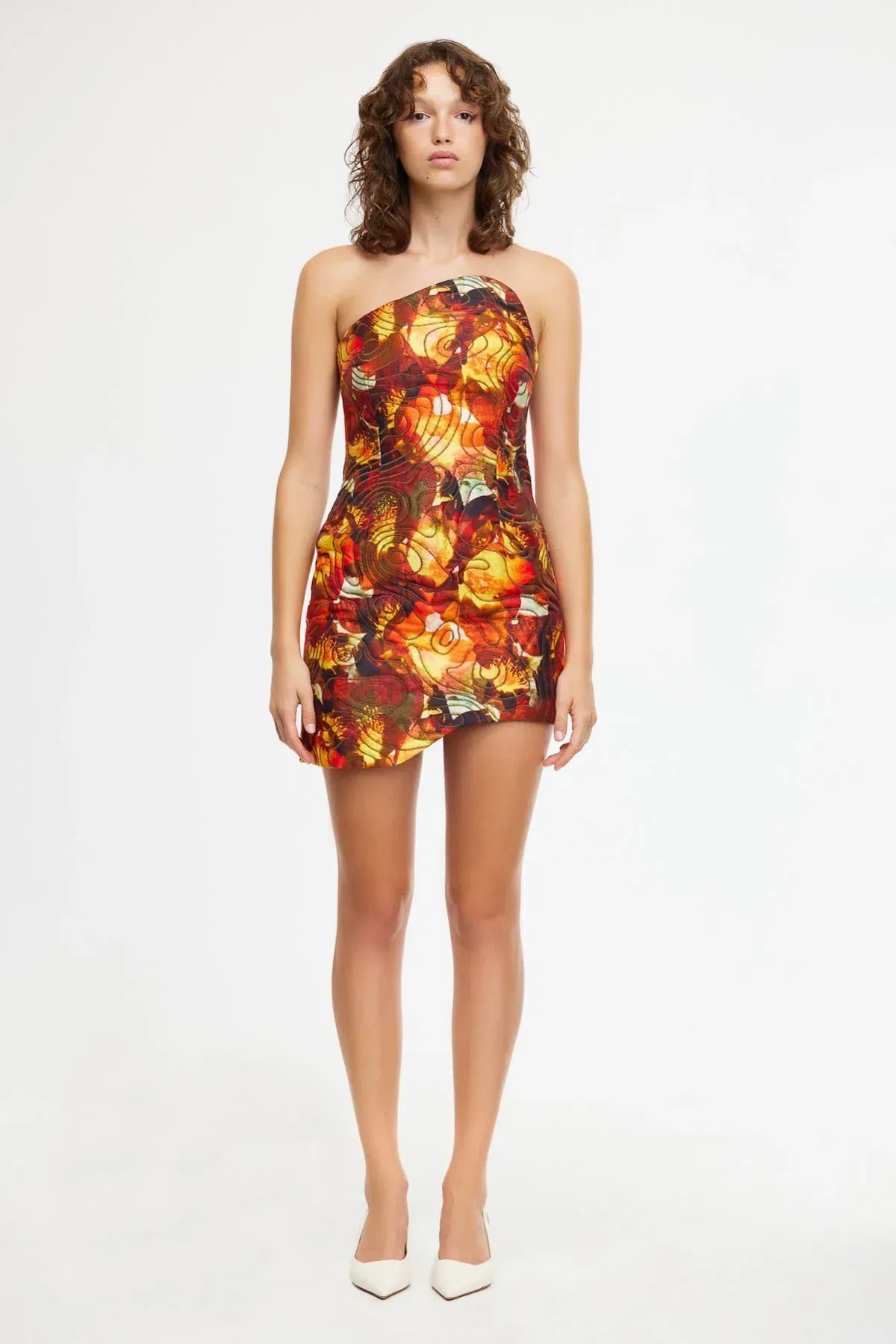 Acler Brookfield Mini Dress Merlot Blossom Size AU 8 for rent on The Volte - main image