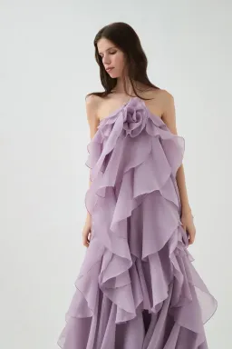 Aje Pandorea Layered Maxi Dress in Lilac Size 6 for rent on The Volte - image 3