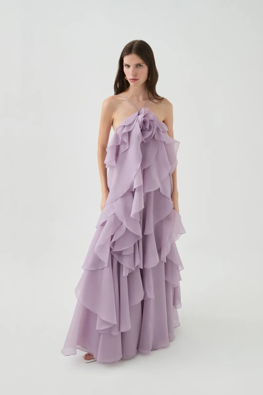 Aje Pandorea Layered Maxi Dress in Lilac Size 6 for rent on The Volte - main image