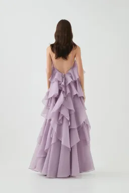 Aje Pandorea Layered Maxi Dress in Lilac Size 12 for rent on The Volte - image 4