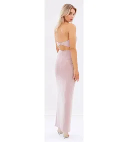 Skiva Strapless Split Evening Maxi Dress Latte Blush Size AU 6 for rent on The Volte - image 4