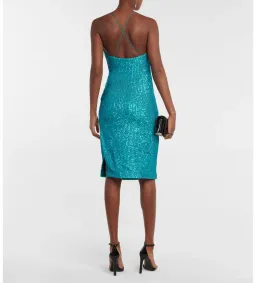 Rebecca Vallance Missing Hours Sequin Midi Dress Turquoise Size AU 6 for rent on The Volte - image 3