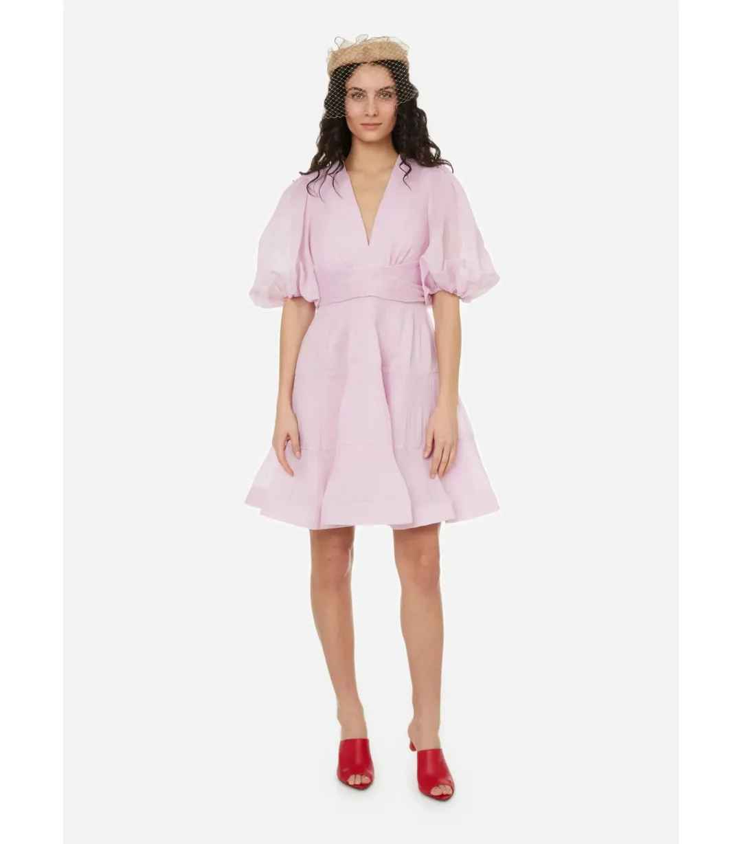 Zimmermann Pleated Mini Dress in Pink Size 2 / AU 12   for rent on The Volte - main image