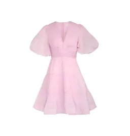 Zimmermann Pleated Mini Dress in Pink Size 2 / AU 12   for rent on The Volte - image 3