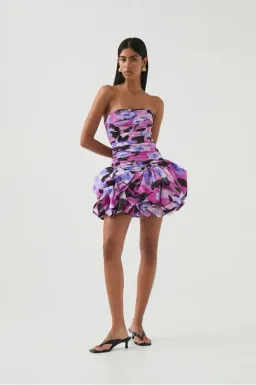 AJE Behold Bubble Hem Mini Dress Lilac Nights Size 8 for rent on The Volte - image 1