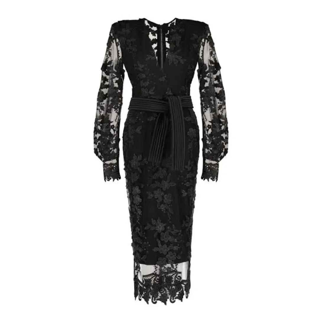 Zhivago The Black Parade Lace Formal Party Midi  Dress  Small S / Size 10 for rent on The Volte - main image