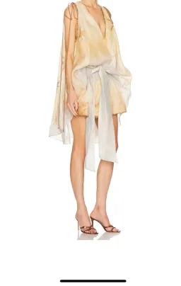 Zimmermann Balance Plunge Mini Dress Yellow Seascape Size 0p/AU 6 for rent on The Volte - image 2