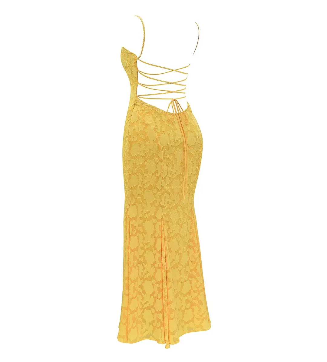 House of CB Joan Lace Up Back Maxi Dress Apricot Size XS/AU 6 for rent on The Volte - main image