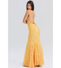 House of CB Joan Lace Up Back Maxi Dress Apricot Size XS/AU 6 for rent on The Volte - image 4