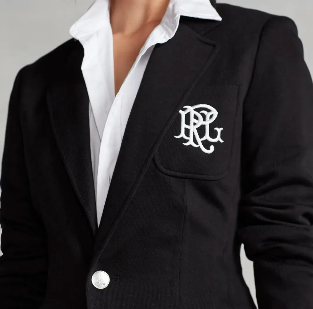 Polo Ralph Lauren Black Knit Cotton Blazer Size US 12/ AU 16 for rent on The Volte - main image