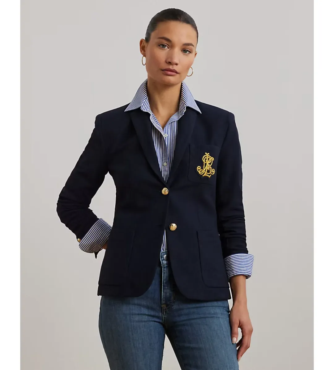Polo Ralph Lauren Navy Knit Cotton Blazer Size US 12 / AU 16 for rent on The Volte - main image