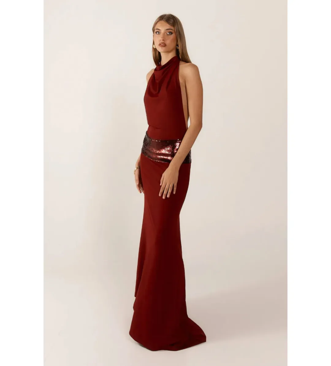 Ance Gria Adele gown in wine  maxi dress size AU 8 for rent on The Volte - main image