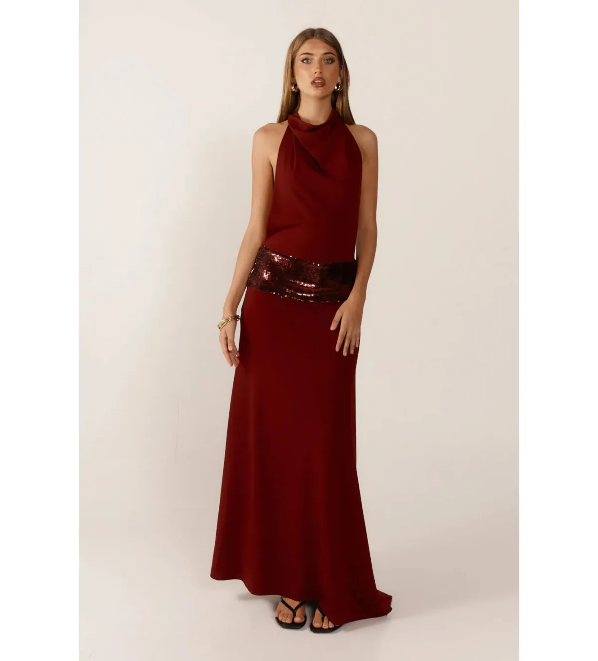 Ance Gria Adele gown in wine  maxi dress size AU 8 for rent on The Volte - main image