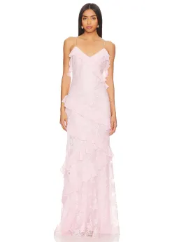 LoveShackFancy Rialto Maxi Dress Rose Latte Pink Size 6 for rent on The Volte - image 1