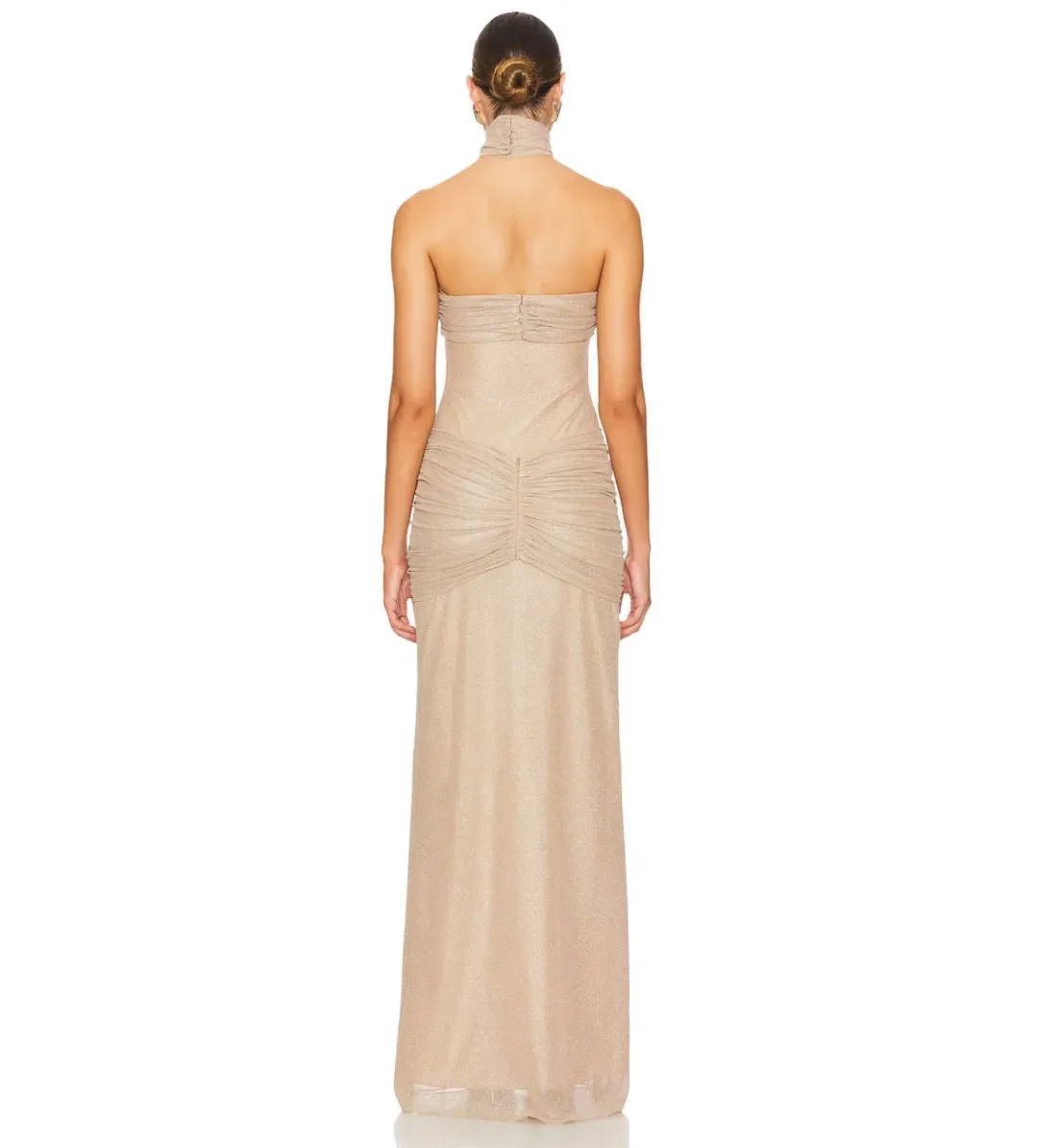 Mirror Palais The Starlite Glitter Mesh Maxi Dress Diamond Sand Size M/AU 10 for rent on The Volte - main image