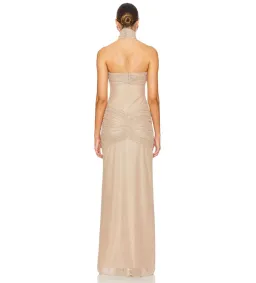 Mirror Palais The Starlite Glitter Mesh Maxi Dress Diamond Sand Size M/AU 10 for rent on The Volte - image 3