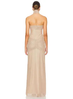Mirror Palais Starlite Glitter Mesh Maxi Dress Diamond Sand Size S / Size AU 8 for rent on The Volte - image 3