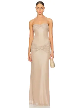 Mirror Palais Starlite Glitter Mesh Maxi Dress Diamond Sand Size S / Size AU 8 for rent on The Volte - image 1