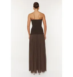 She is OLLÁ Nicolette Maxi Dress Espresso Size AU 6 for rent on The Volte - image 3