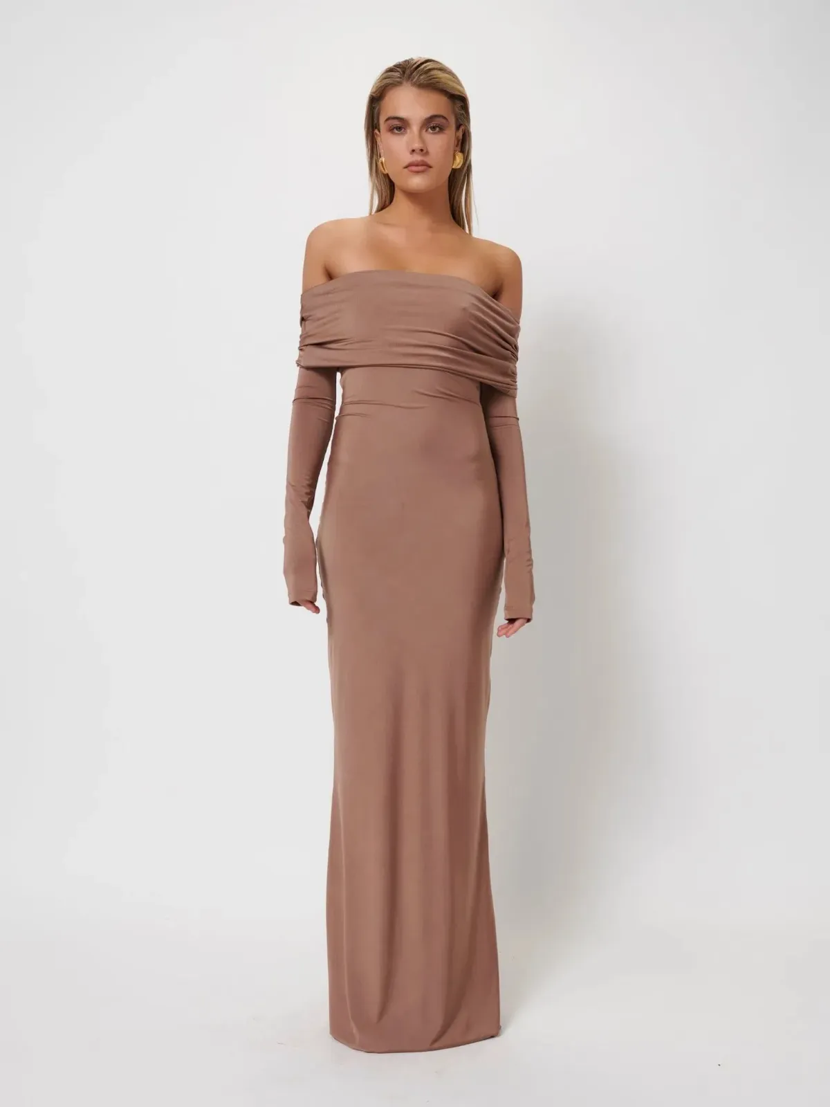 Effie Kats Gwen Gown In Coffee Size S/Au 8 for rent on The Volte - main image