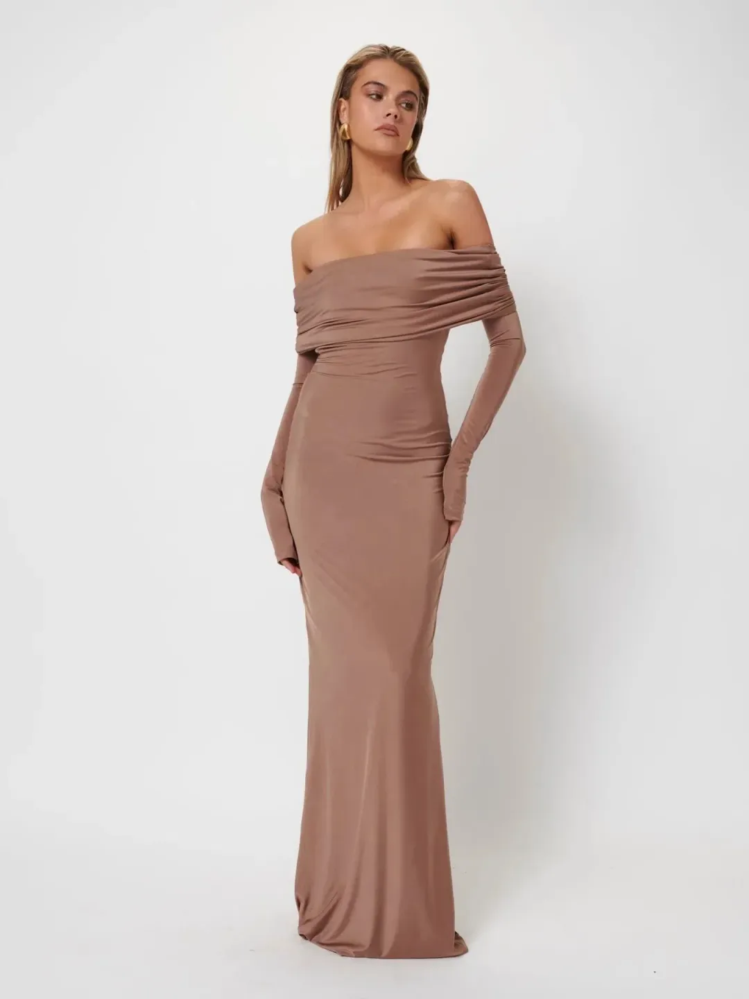Effie Kats Gwen Gown In Coffee Size S/Au 8 for rent on The Volte - main image