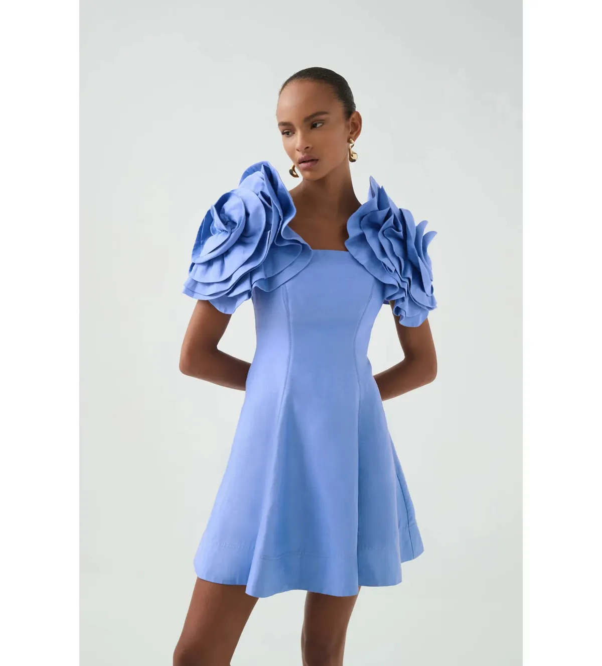 Aje Twyla Mini Dress in Oyster Blue Size M / AU 10 for rent on The Volte - main image