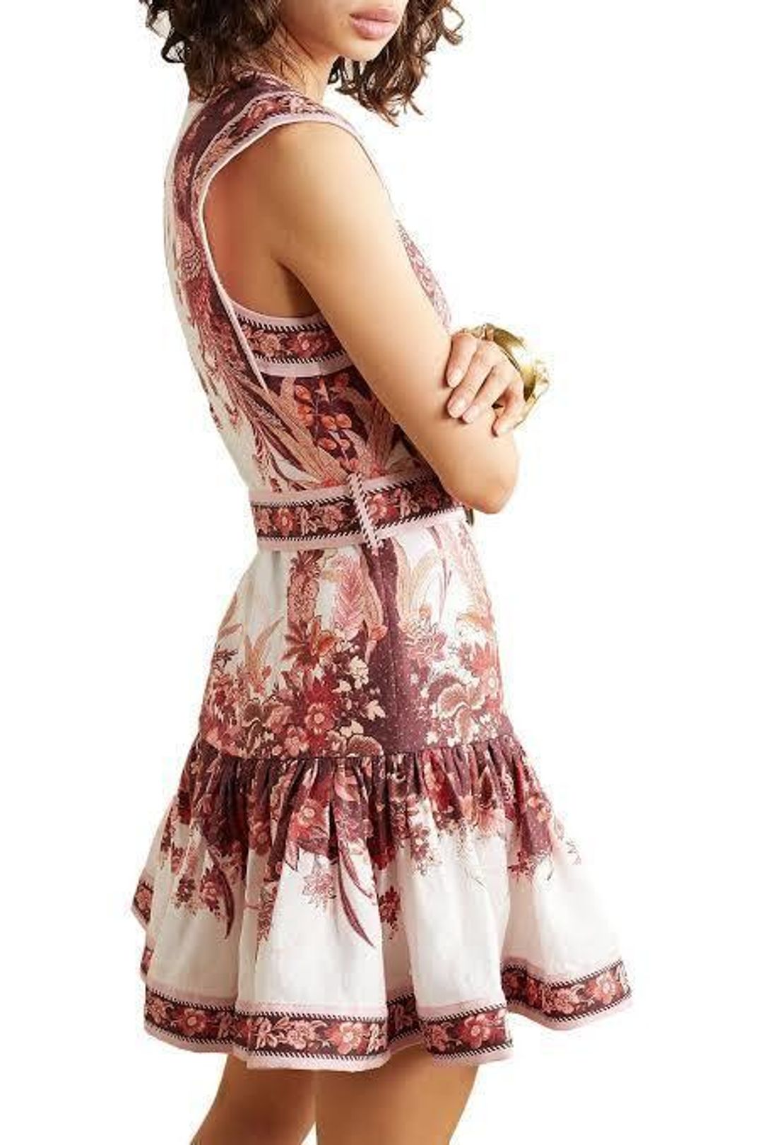 Zimmermann Wavelength Fluted Mini Dress Red Phoenix Size 0 / AU 8 for rent on The Volte - main image
