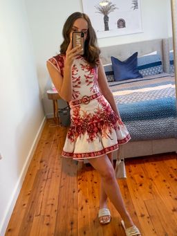 Zimmermann Wavelength Fluted Mini Dress Red Phoenix Size 0 / AU 8 for rent on The Volte - image 5